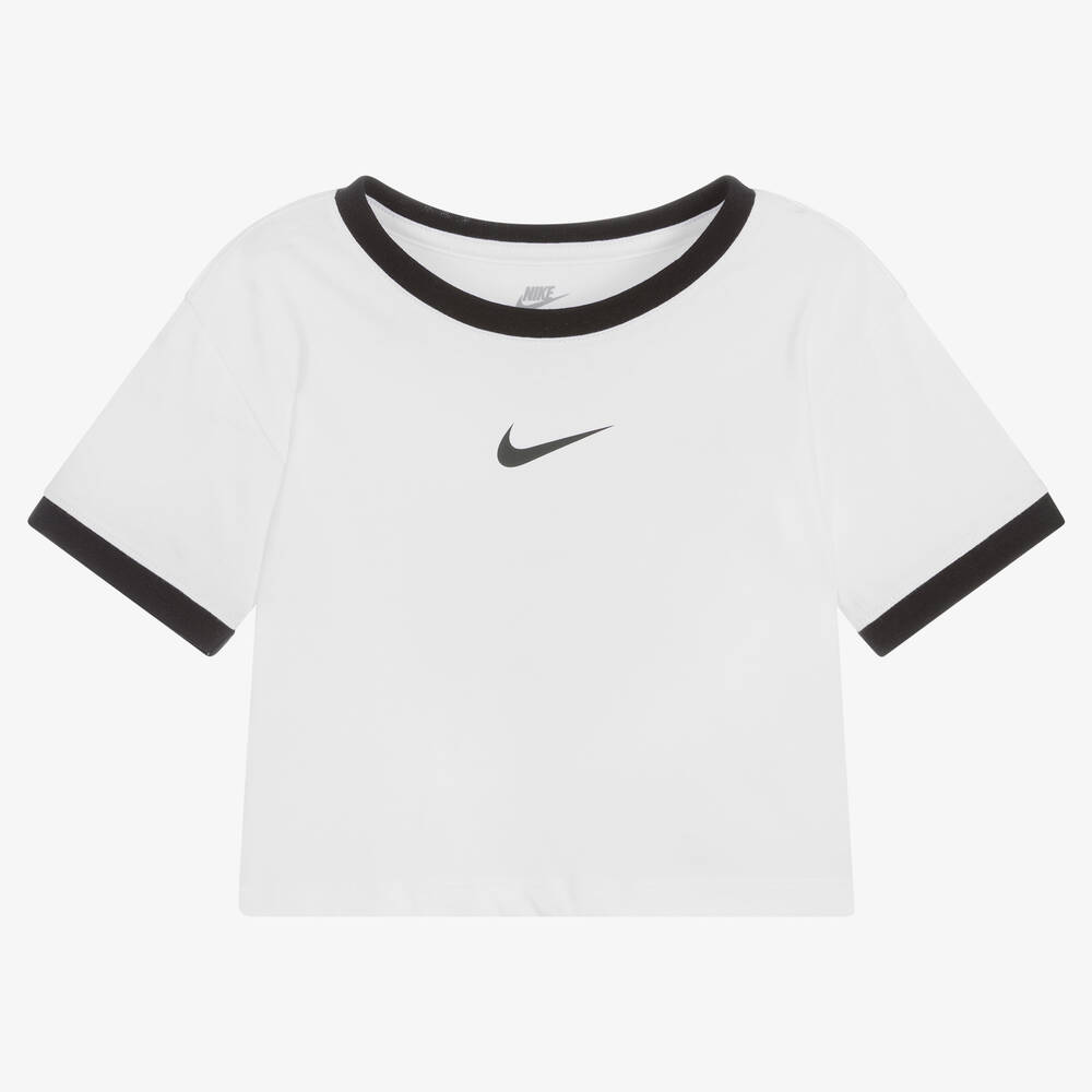 Nike - Girls White & Black Logo T-Shirt | Childrensalon