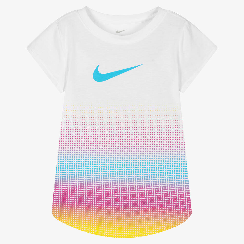 Nike Girls White Cotton Logo T Shirt Childrensalon Outlet