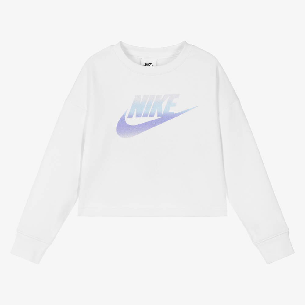 Nike - سويتشيرت قطن جيرسي لون أبيض للبنات | Childrensalon