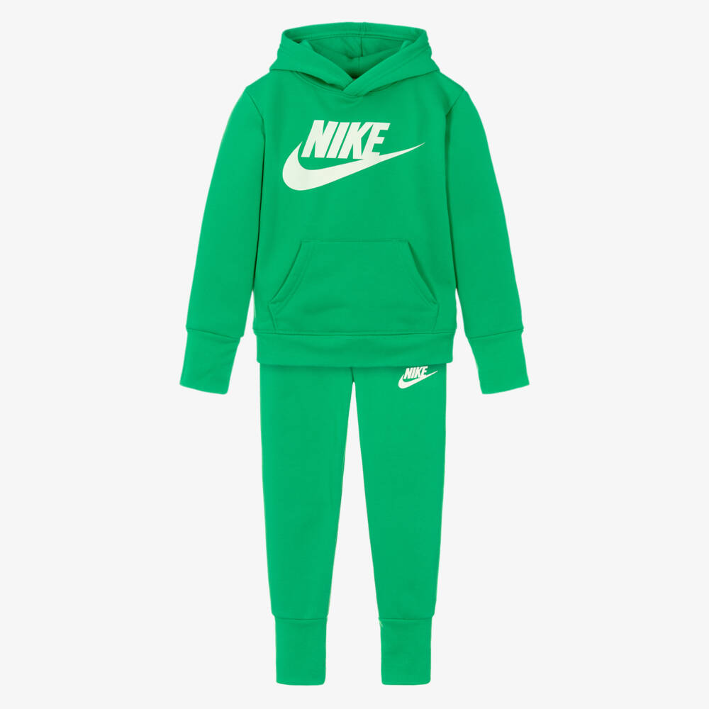 Nike-Green Hooded Swoosh Logo Tracksuit | Childrensalon Outlet