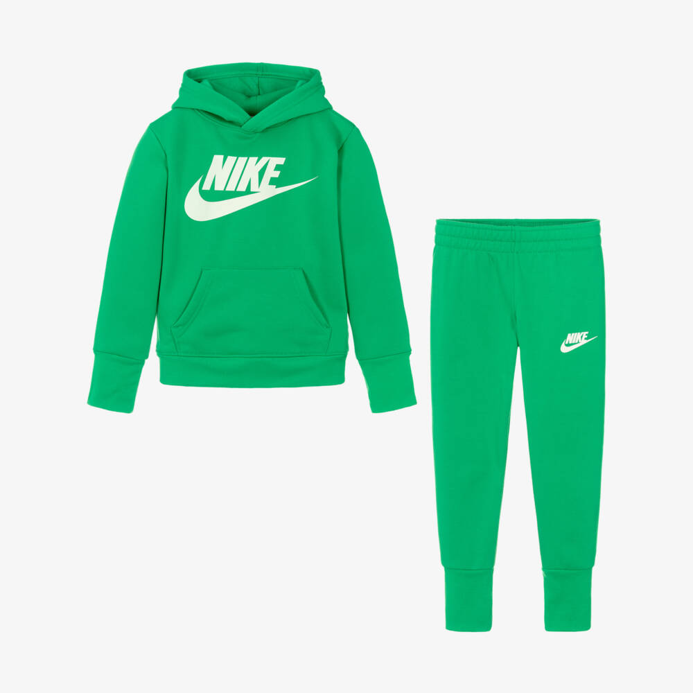 Nike-Green Hooded Swoosh Logo Tracksuit | Childrensalon Outlet