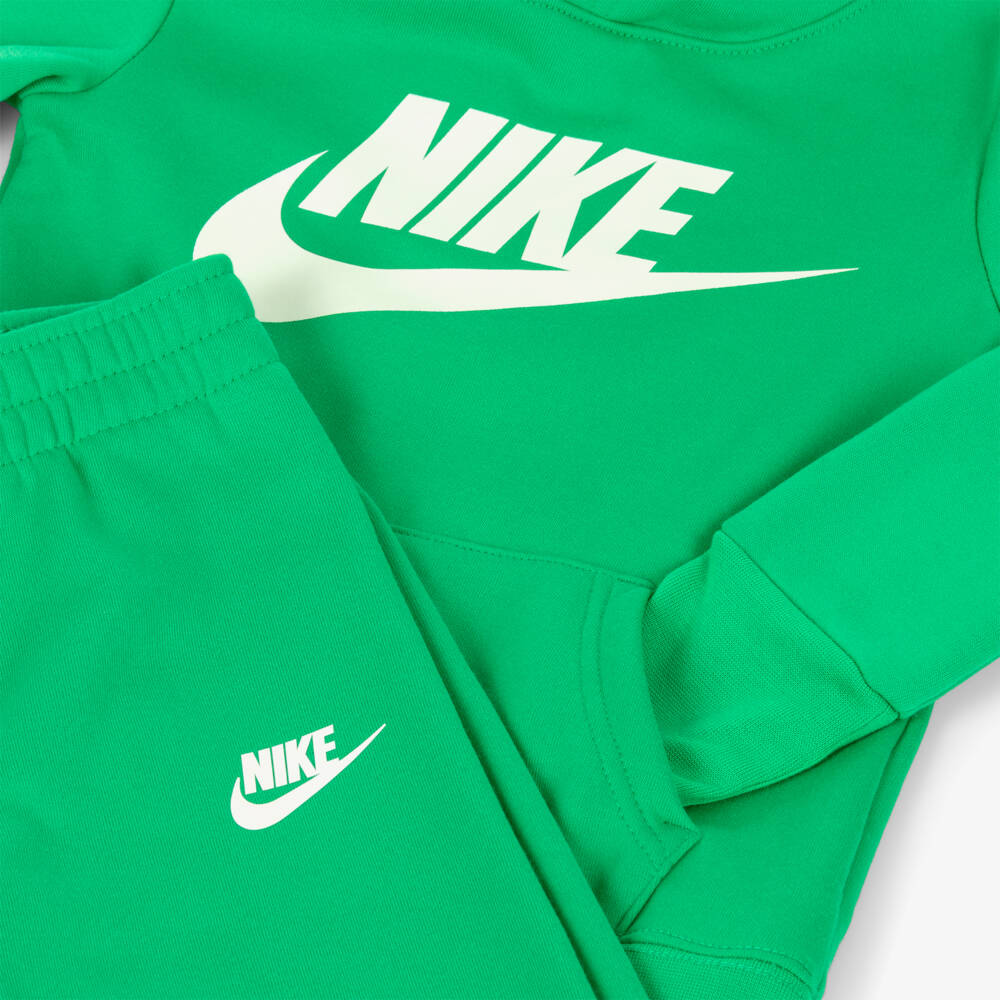 Nike-Green Hooded Swoosh Logo Tracksuit | Childrensalon Outlet