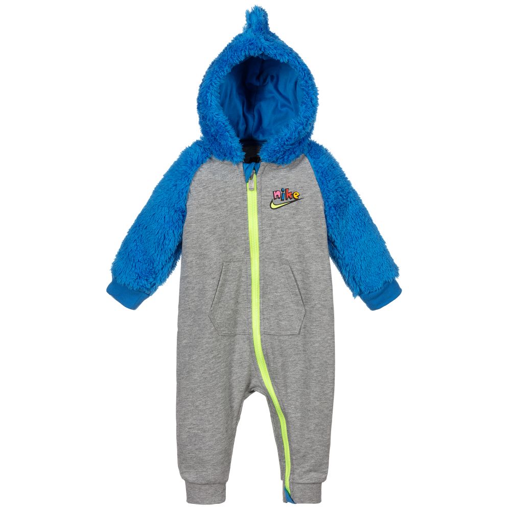 Nike - Grey & Blue Logo Babygrow | Childrensalon