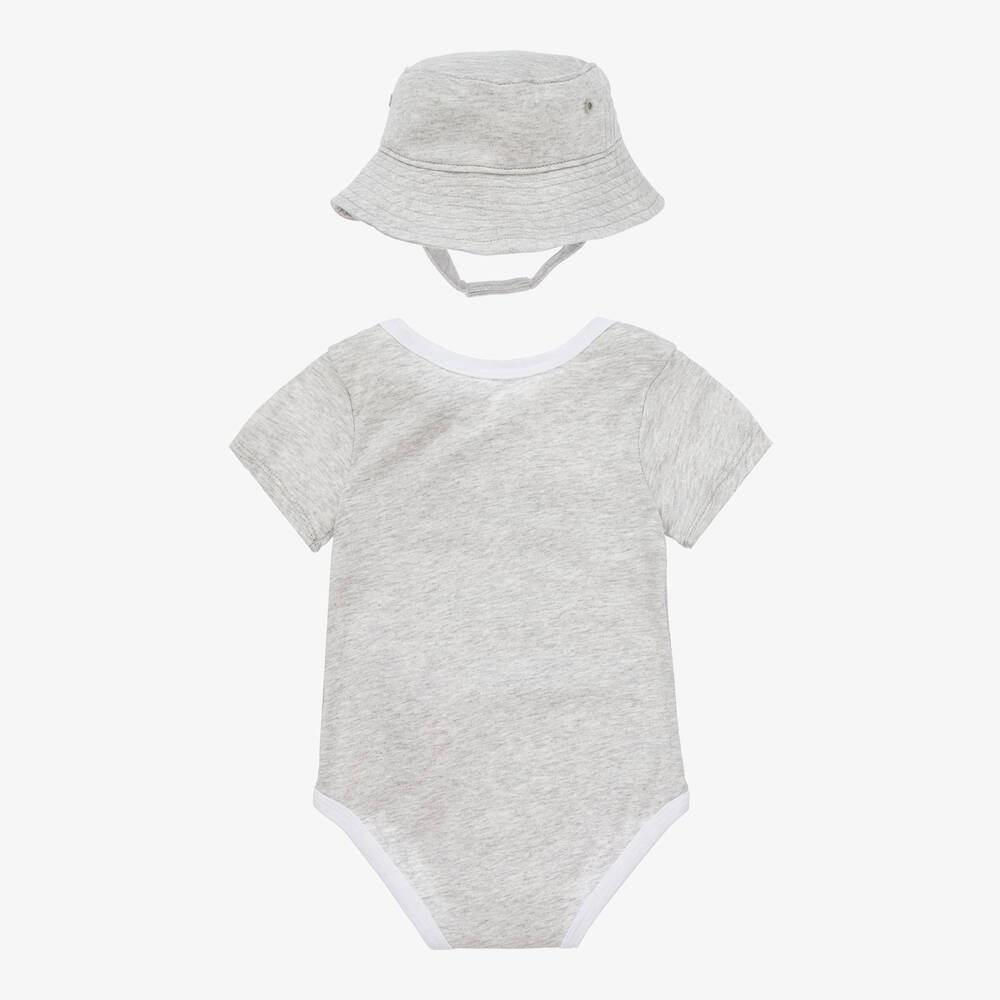 Nike Grey Cotton Babysuit Set Childrensalon Outlet