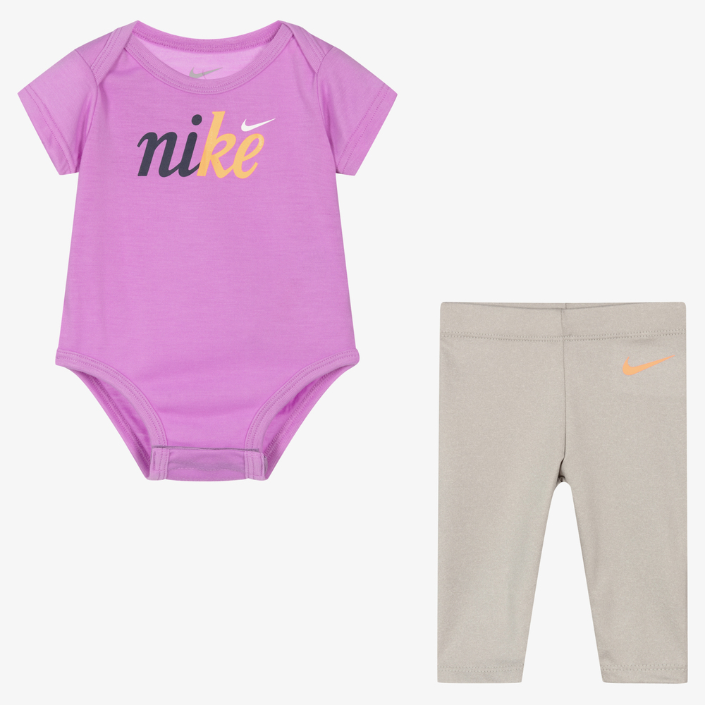 Nike - Grey & Purple Leggings Set | Childrensalon