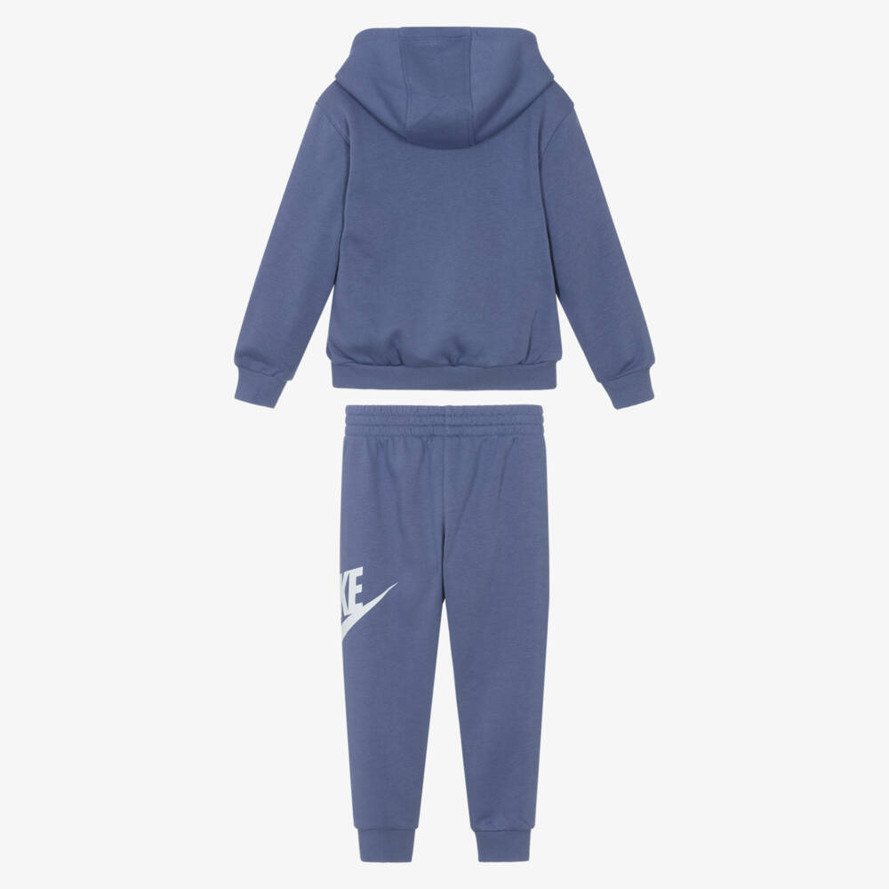 Nike-Indigo Blue Cotton Hooded Tracksuit with Swoosh Logo | Childrensalon Outlet