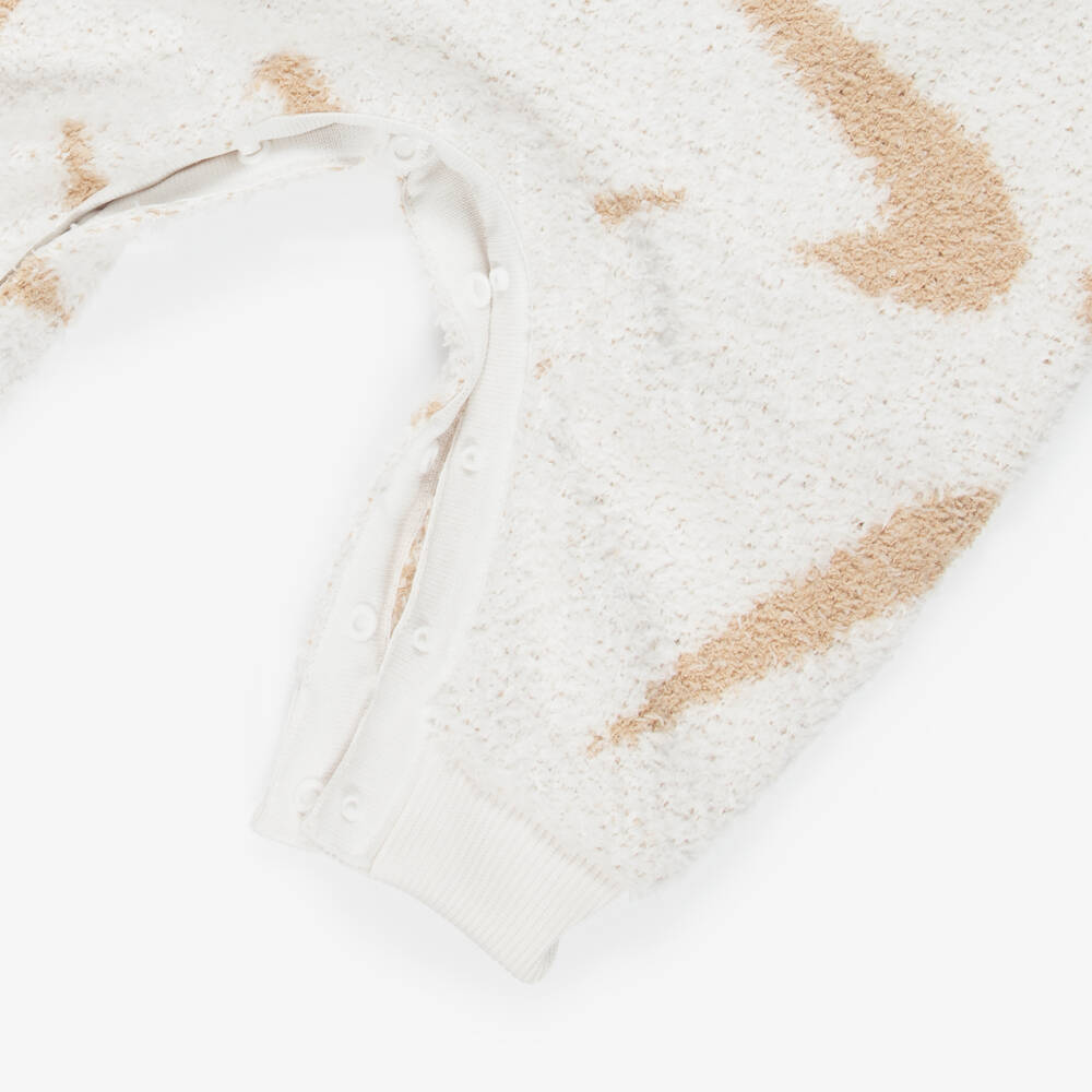 Nike-Ivory & Beige Swoosh Logo Fleece Romper | Childrensalon Outlet
