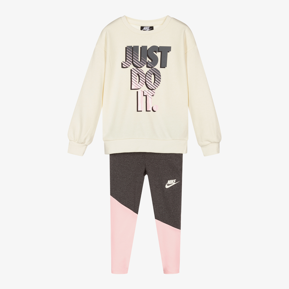 Nike - Ensemble legging gris et ivoire | Childrensalon