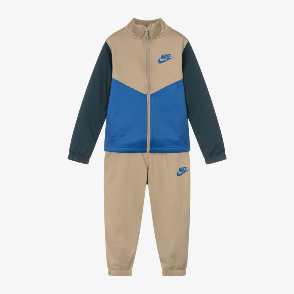 Nike-Junior Boys Beige Logo Tracksuit | Childrensalon Outlet