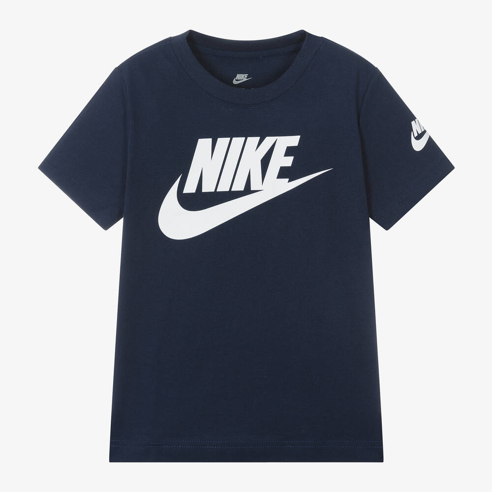 Nike-Navy Blue Cotton Swoosh T-Shirt | Childrensalon Outlet
