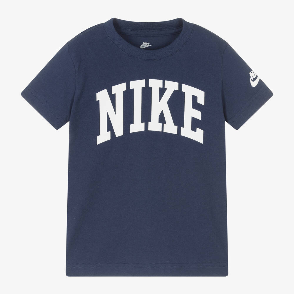 Nike-Navy Blue Cotton T-Shirt | Childrensalon Outlet