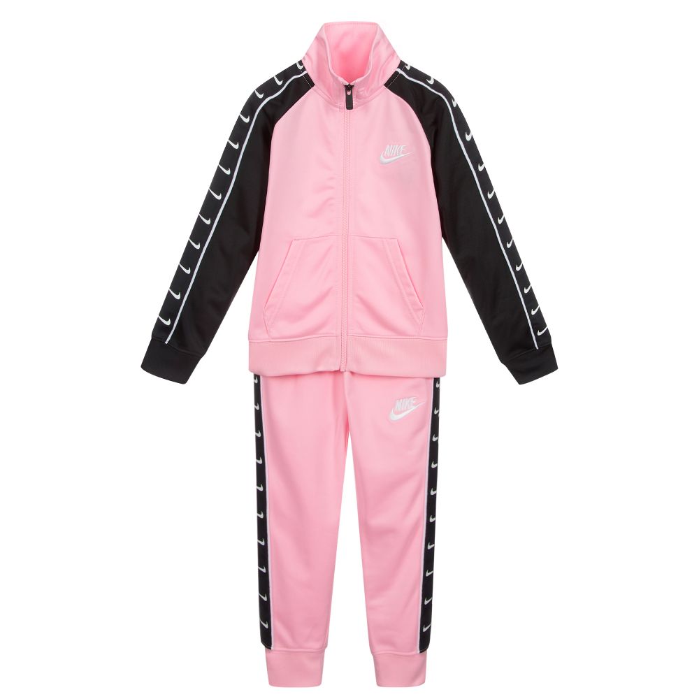 Nike - Pink & Black Logo Tracksuit | Childrensalon