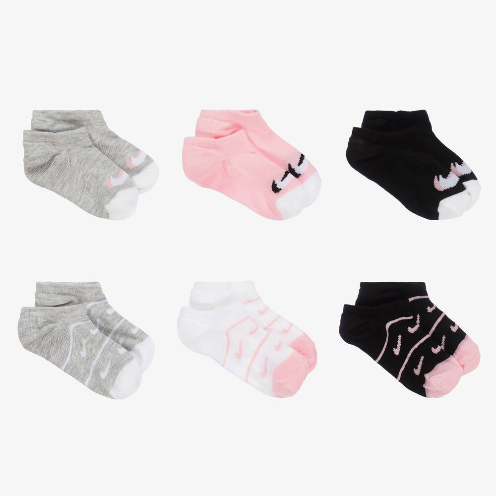 Nike - Розовые и серые спортивные носки (6пар) | Childrensalon