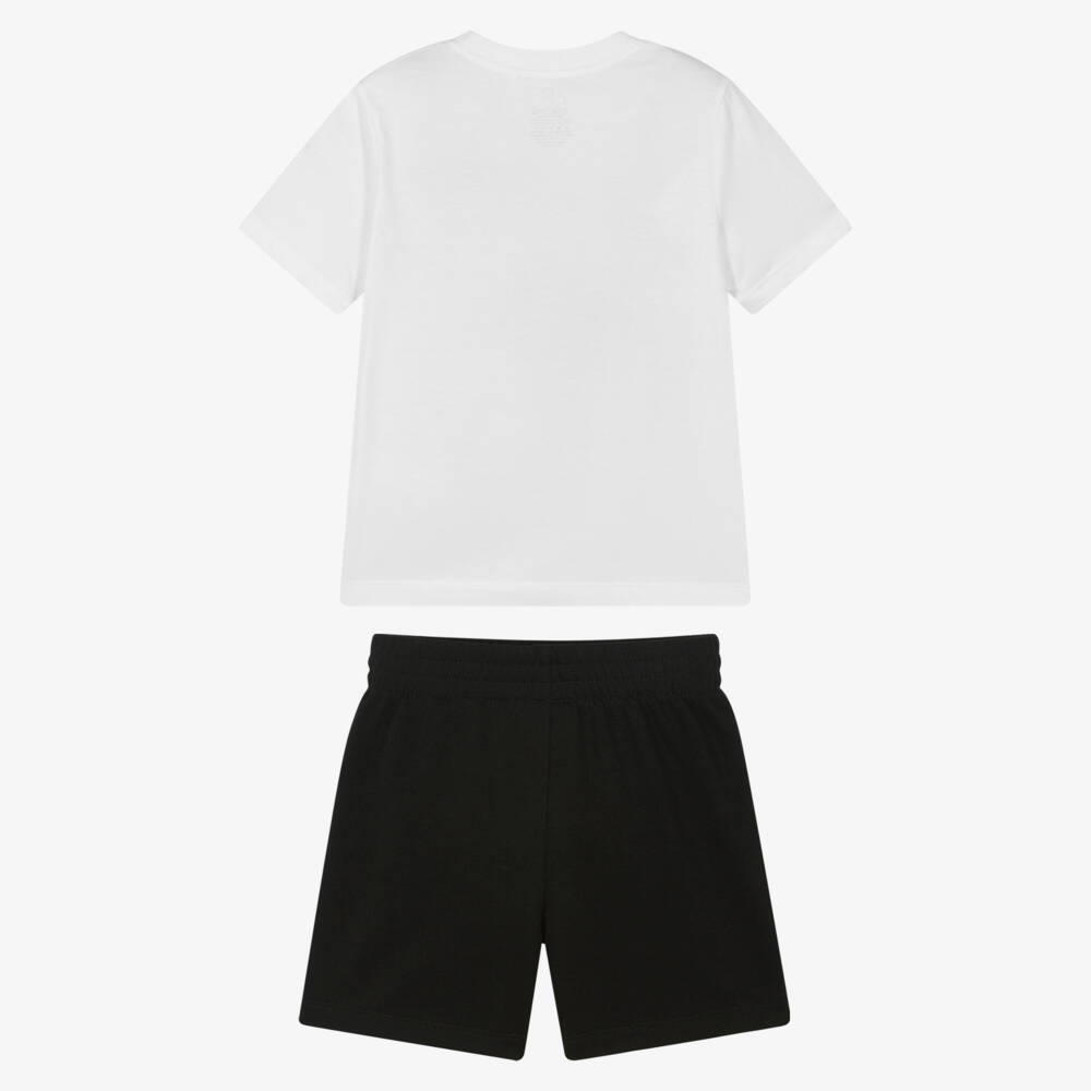 Nike-White & Black Swoosh Logo Shorts Set | Childrensalon Outlet