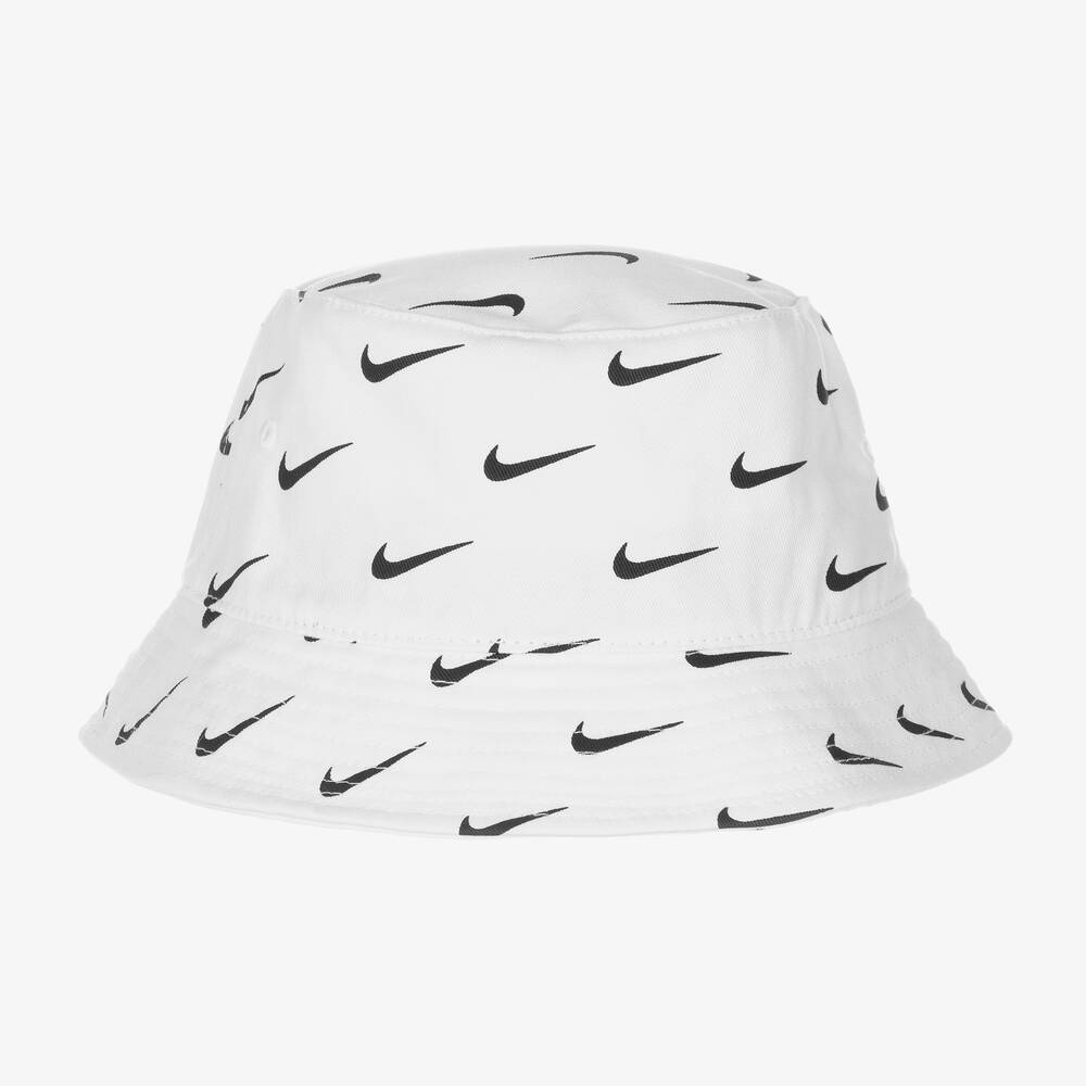 Nike White Cotton Logo Bucket Hat Childrensalon Outlet
