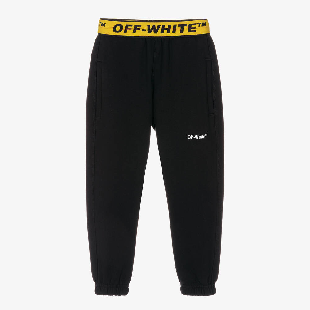 Off-White - Black Cotton Industrial Logo Joggers | Childrensalon