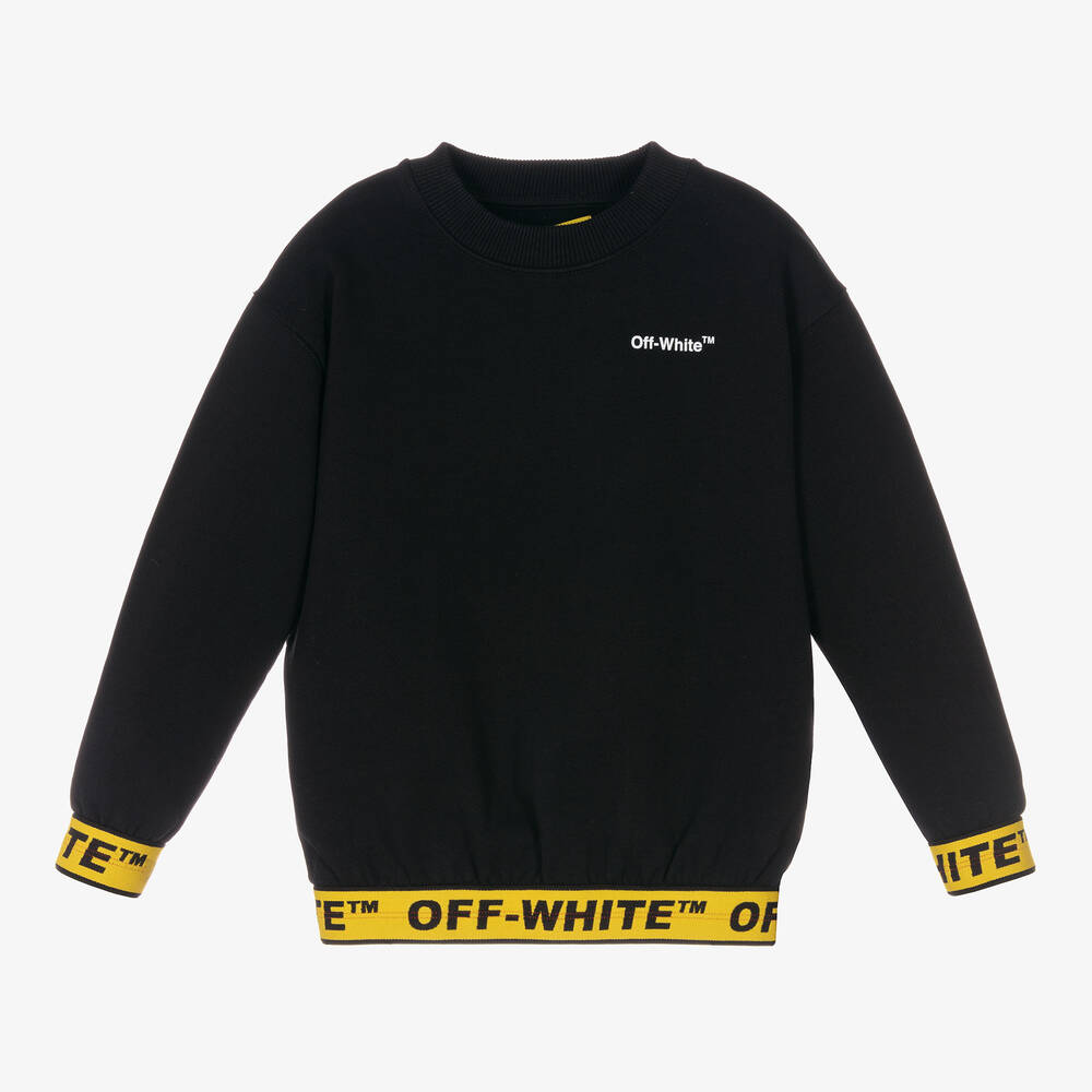 Off-White - سويتشيرت قطن عضوي لون أسود وأصفر | Childrensalon