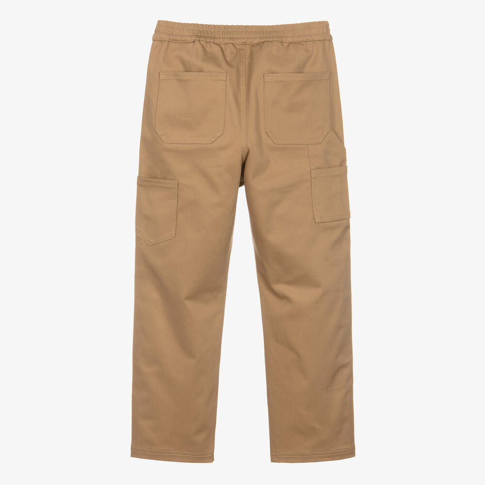 Off-White-Boys Beige Paint Splash Cargo Trousers | Childrensalon Outlet