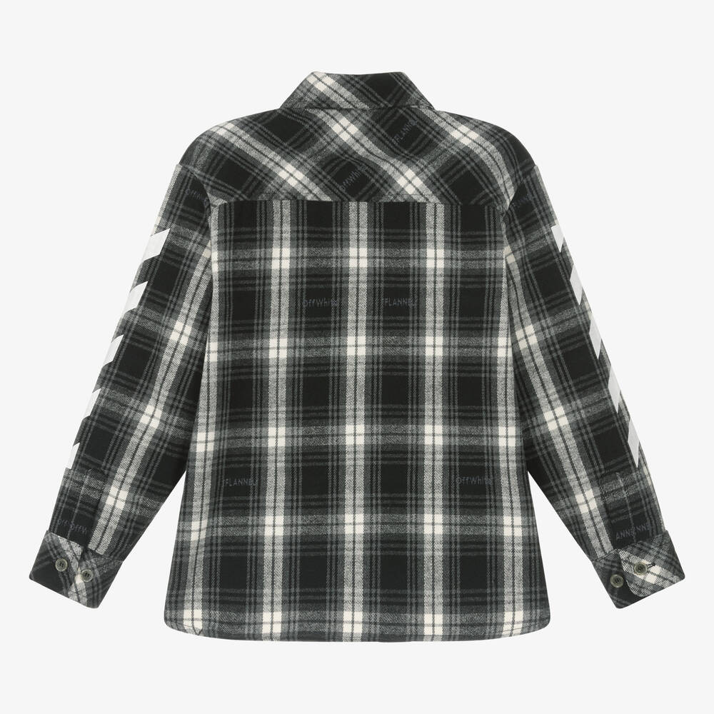 Off White Boys Black Check Flannel Shirt
