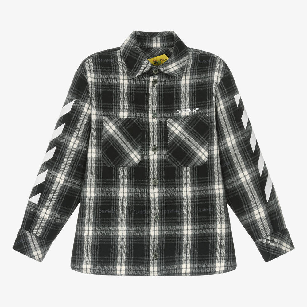 Off-White - Schwarz kariertes Flanellhemd | Childrensalon