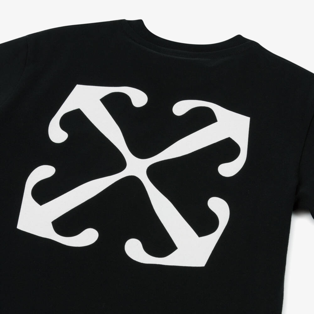 Off-White-Boys Black Cotton Arrow Tee | Childrensalon Outlet
