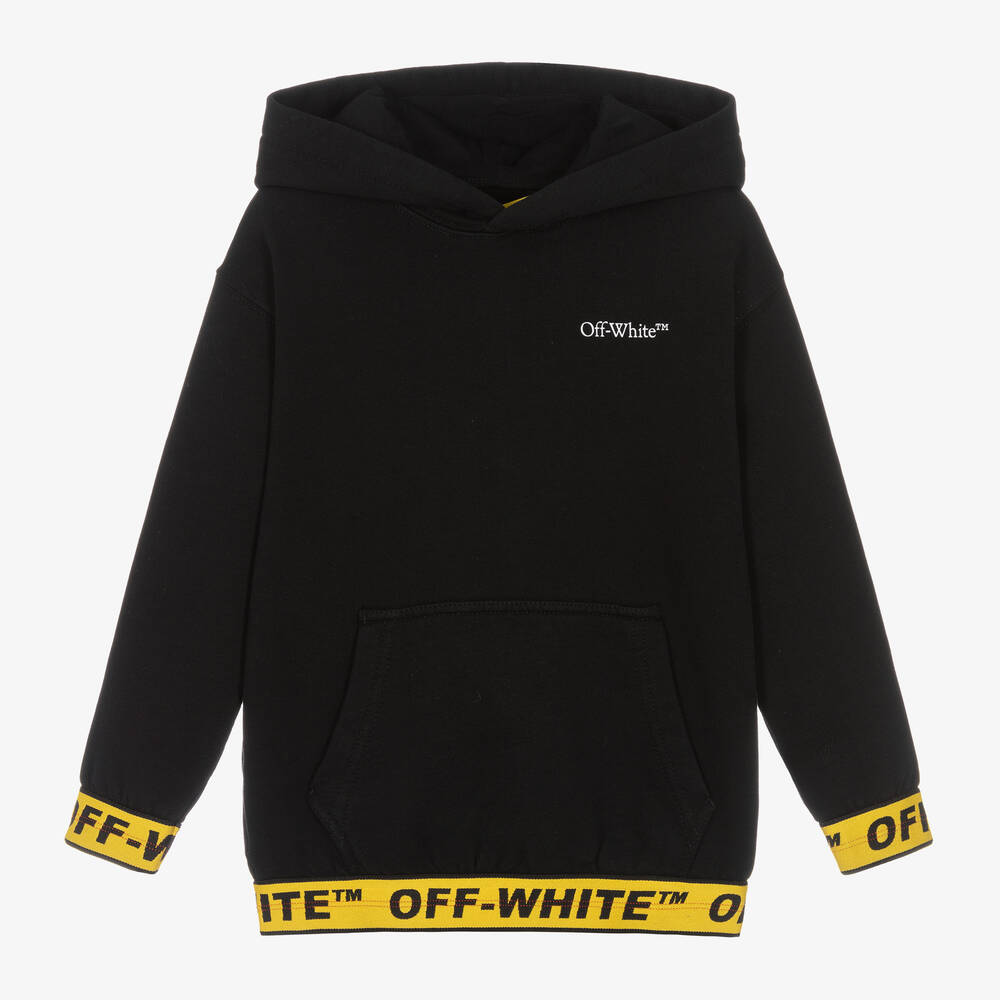 Off-White - Boys Black Cotton Industrial Hoodie | Childrensalon