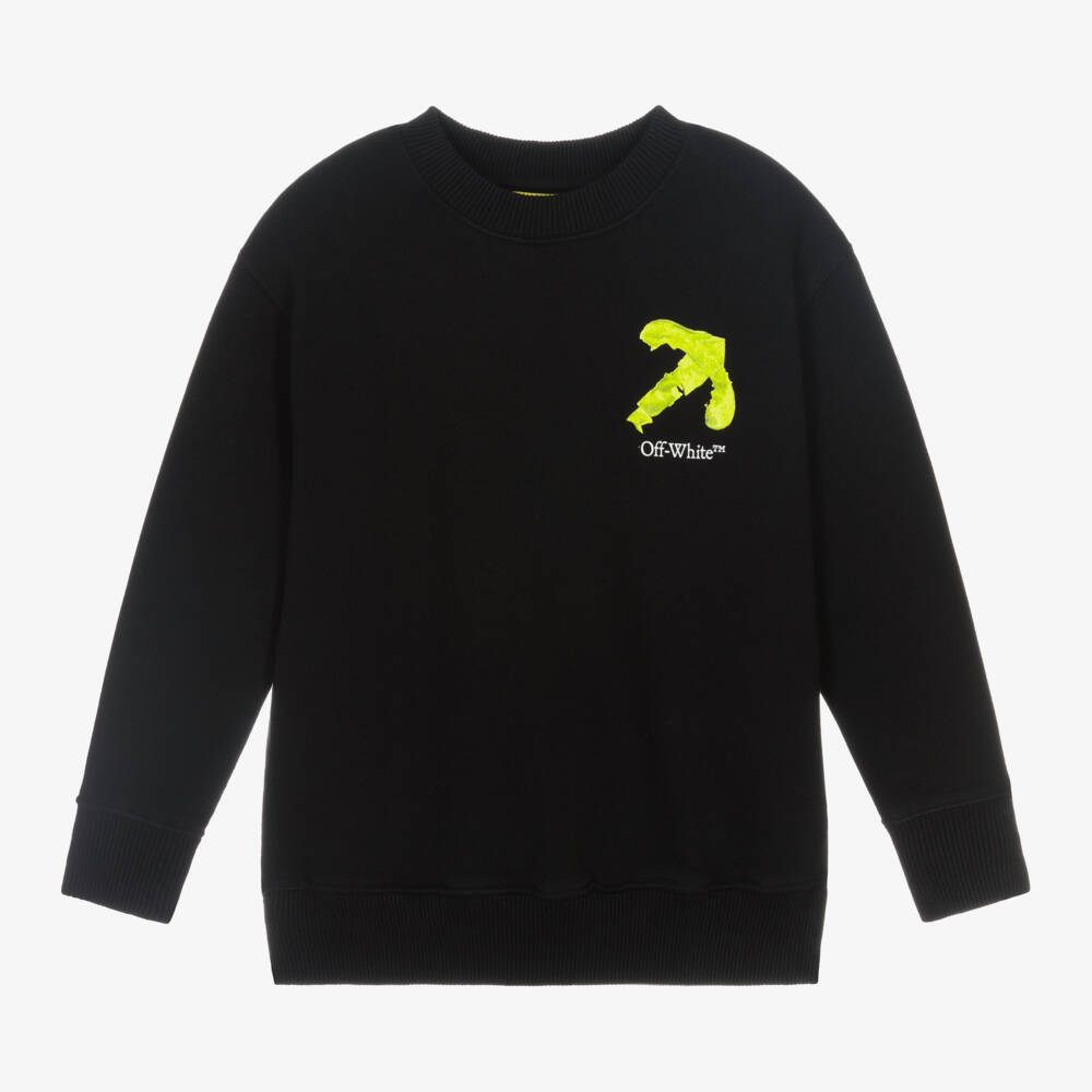 Off-White-Boys Black Cotton Logo Sweatshirt | Childrensalon Outlet