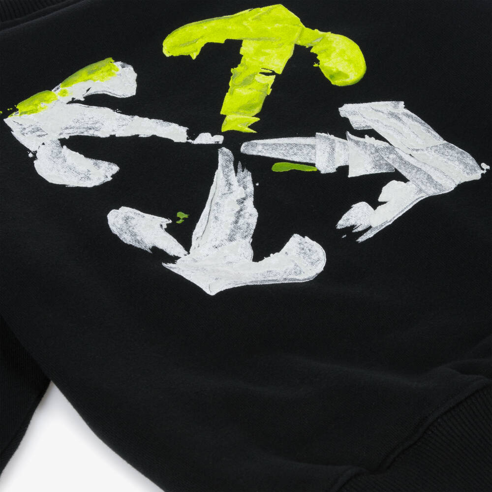 Off-White-Boys Black Cotton Logo Sweatshirt | Childrensalon Outlet