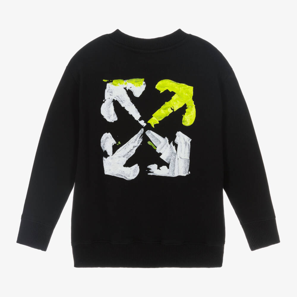 Off-White-Boys Black Cotton Logo Sweatshirt | Childrensalon Outlet