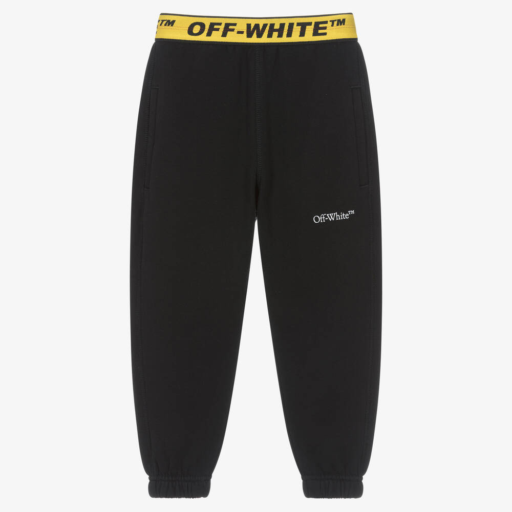 Off-White - Boys Black Industrial Cotton Joggers | Childrensalon