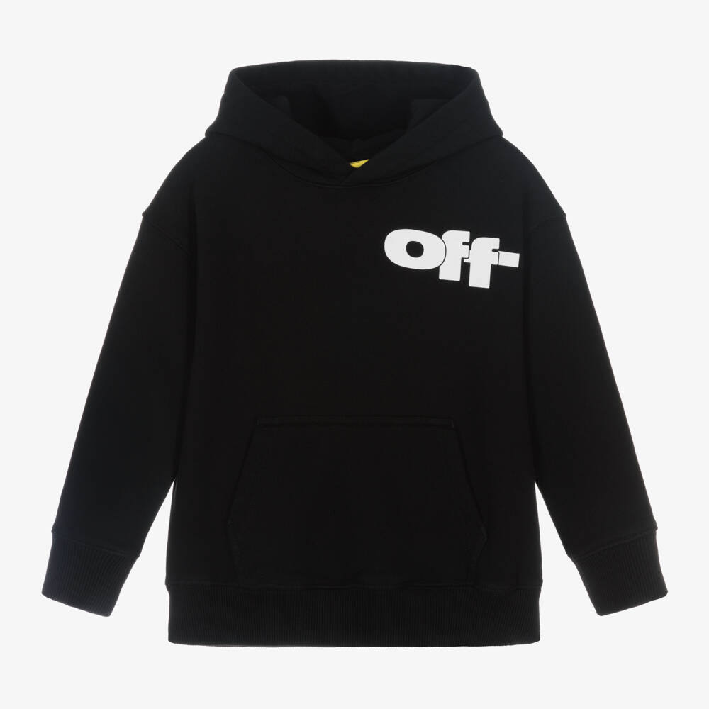 Off-White-Boys Black Logo Hooded Sweatshirt | Childrensalon Outlet
