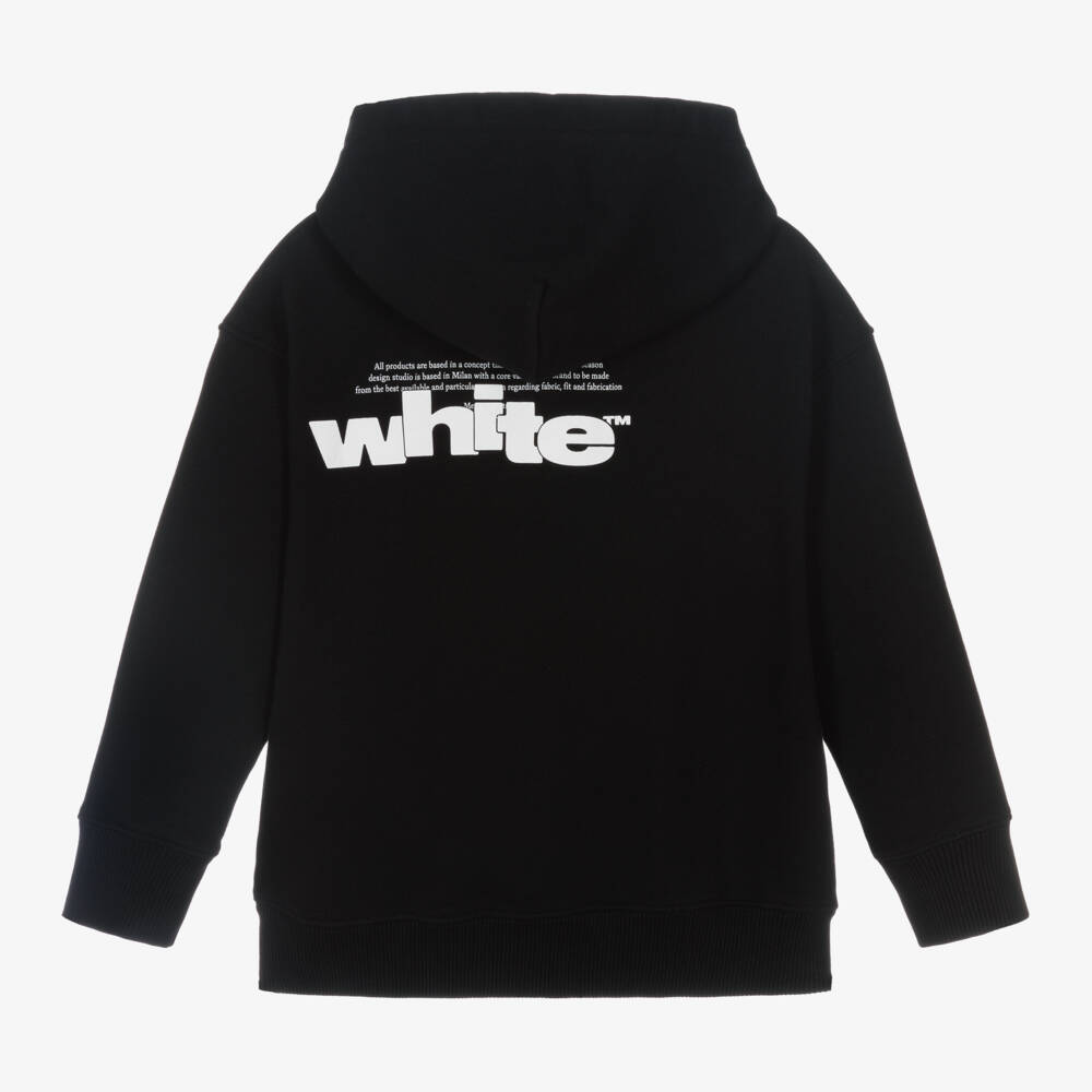 Off-White-Boys Black Logo Hooded Sweatshirt | Childrensalon Outlet