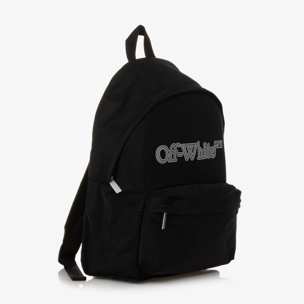 Off-White-Boys Black Logo School Backpack | Childrensalon Outlet