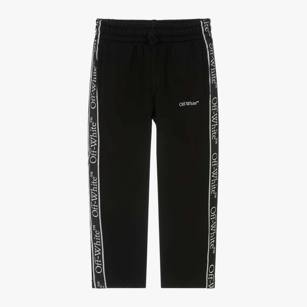 Off-White-Boys Black Logo Taping Joggers | Childrensalon Outlet