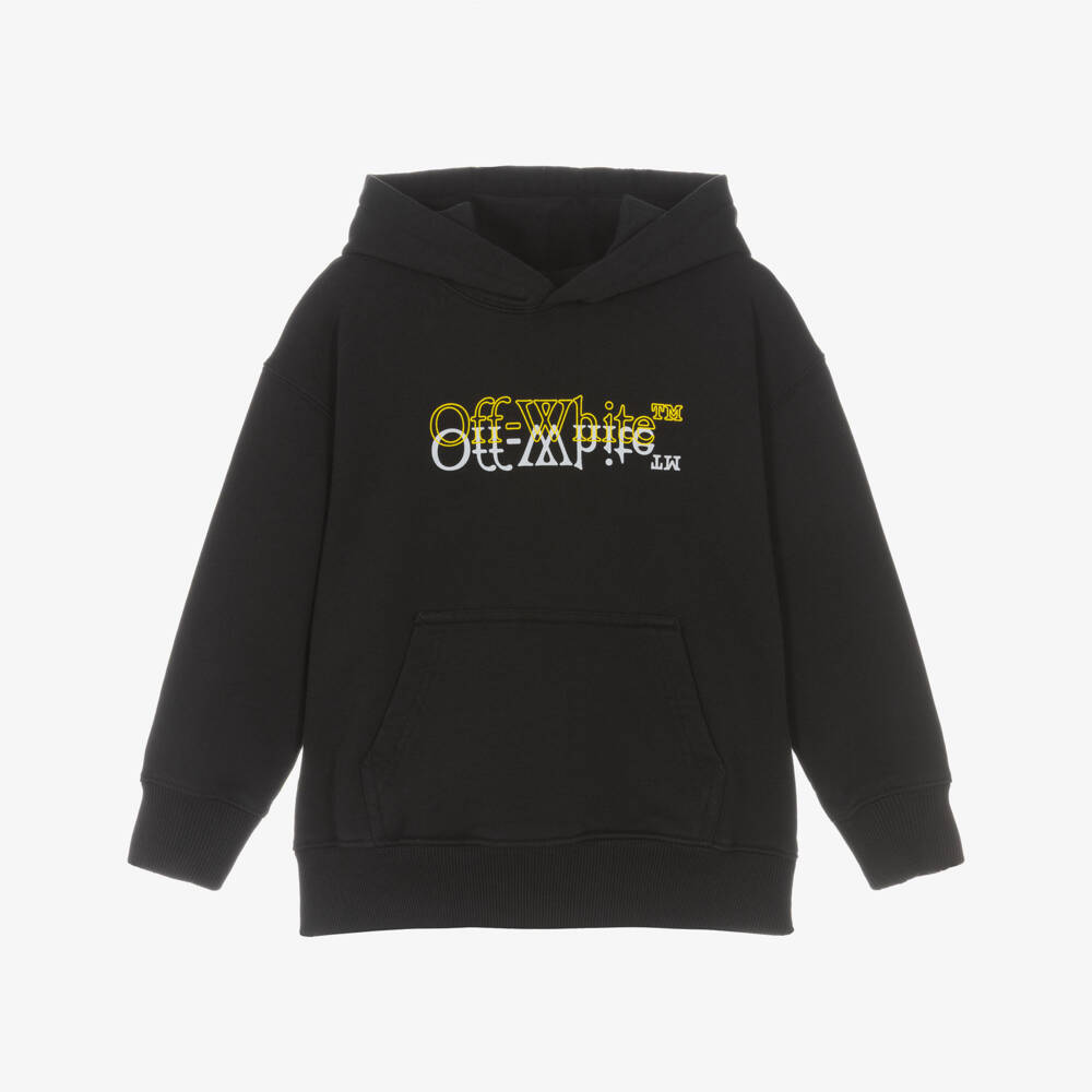 Off-White-Boys Black Mirror Bookish Logo Hoodie | Childrensalon Outlet