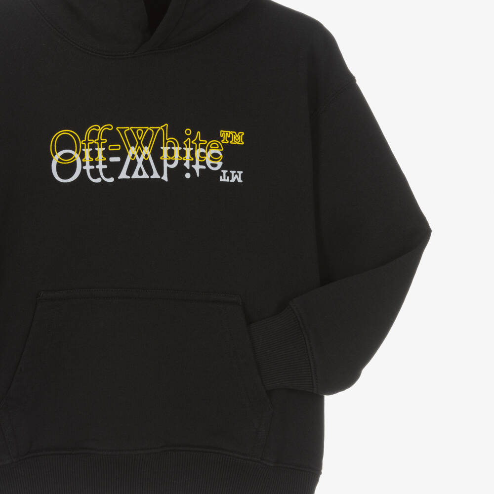 Off-White-Boys Black Mirror Bookish Logo Hoodie | Childrensalon Outlet