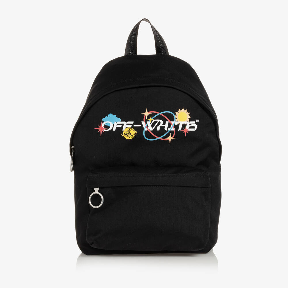 Off-White - Boys Black Planet Logo Canvas Backpack (39cm) | Childrensalon