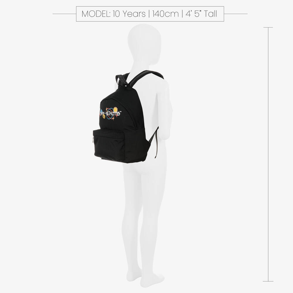 Off White Boys Black Planet Logo Canvas Backpack 39cm