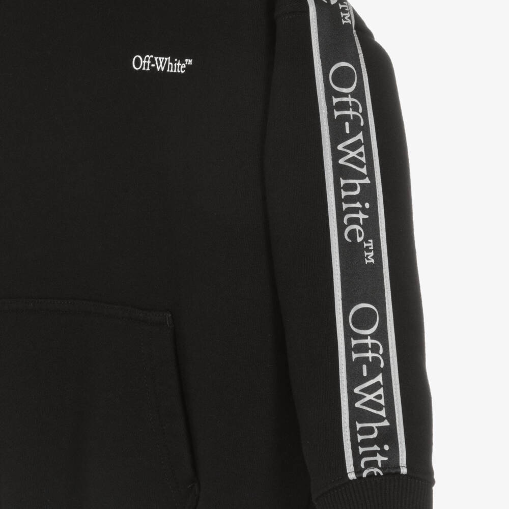 Off-White-Boys Black Taped Logo Hoodie | Childrensalon Outlet