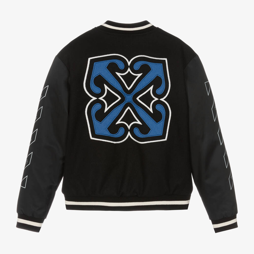 Off-White-Черная шерстяная куртка-бомбер для мальчиков | Childrensalon Outlet