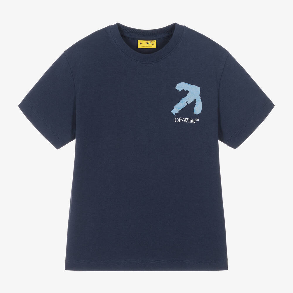 Off-White-Boys Blue Cotton Arrow T-Shirt | Childrensalon Outlet