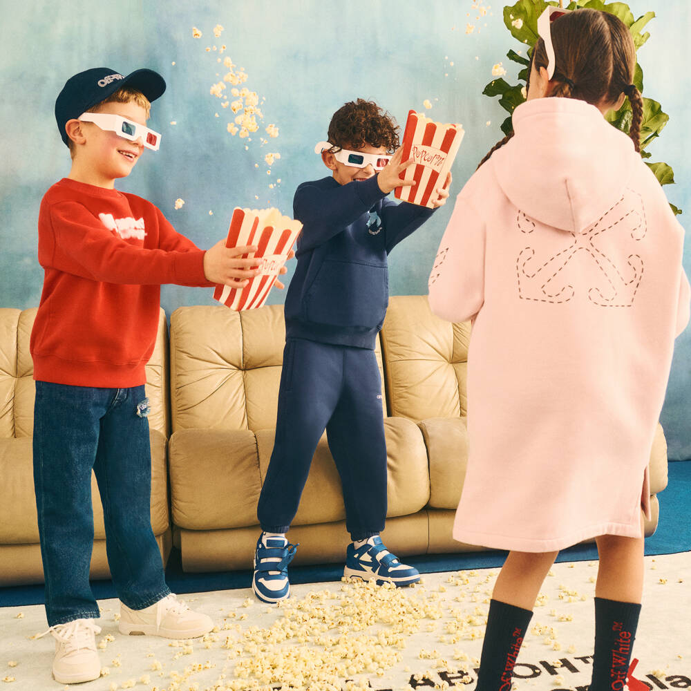 Off-White-Boys Blue Cotton Trousers | Childrensalon Outlet