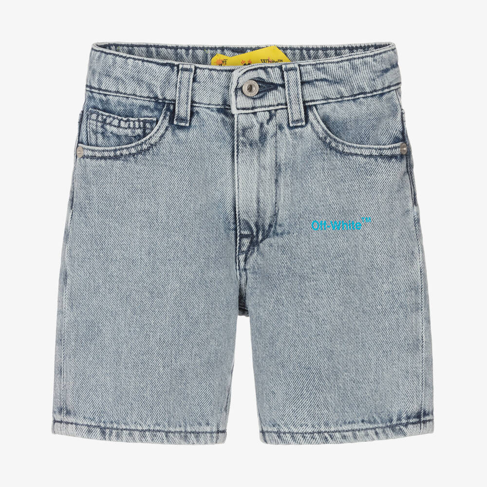 Off-White - Boys Blue Diagonals Denim Shorts | Childrensalon Outlet