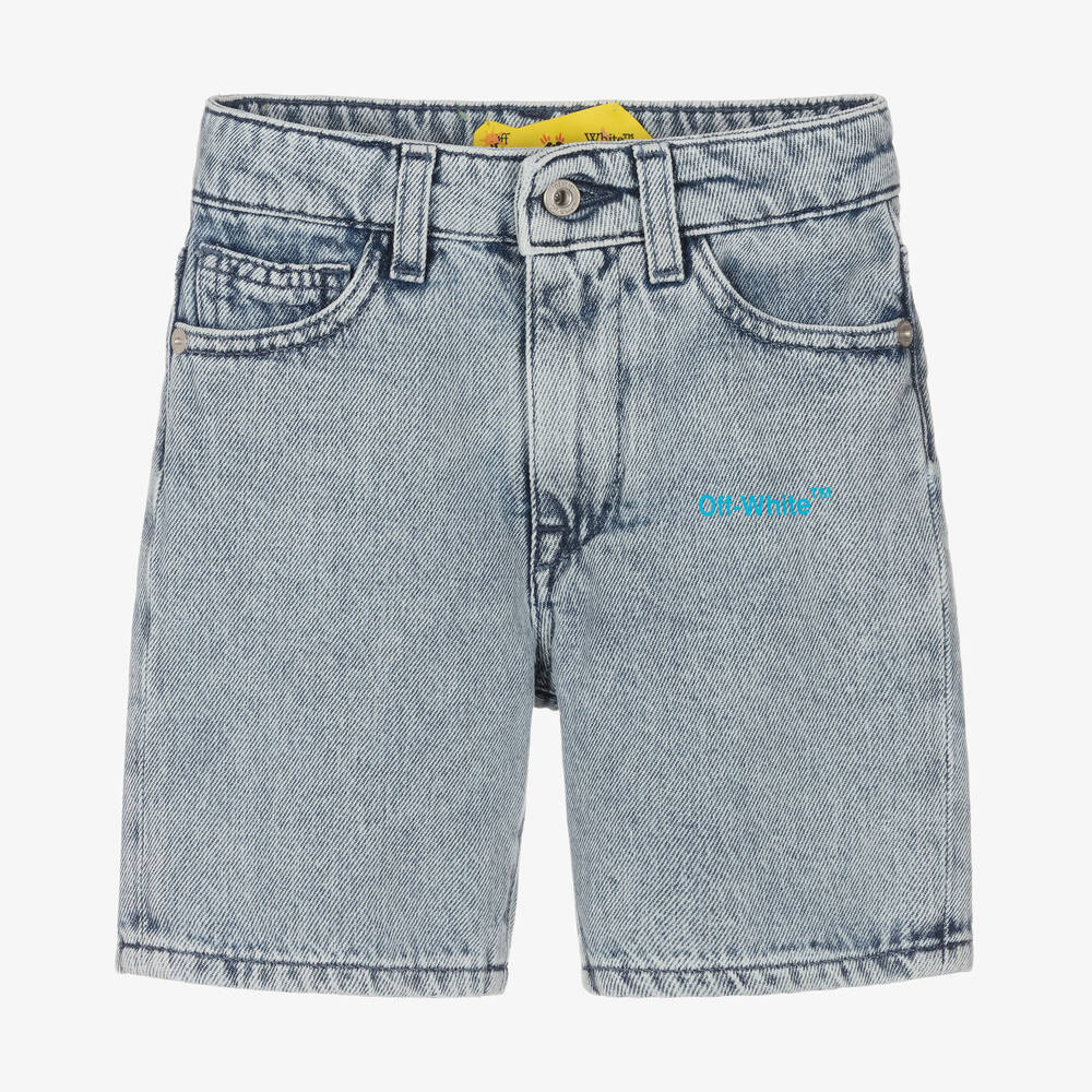 Off-White - Jeansshorts diagonale Streifen blau | Childrensalon