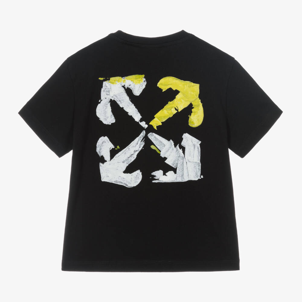 Off-White-Boys Charcoal Cotton Graphic Tee | Childrensalon Outlet