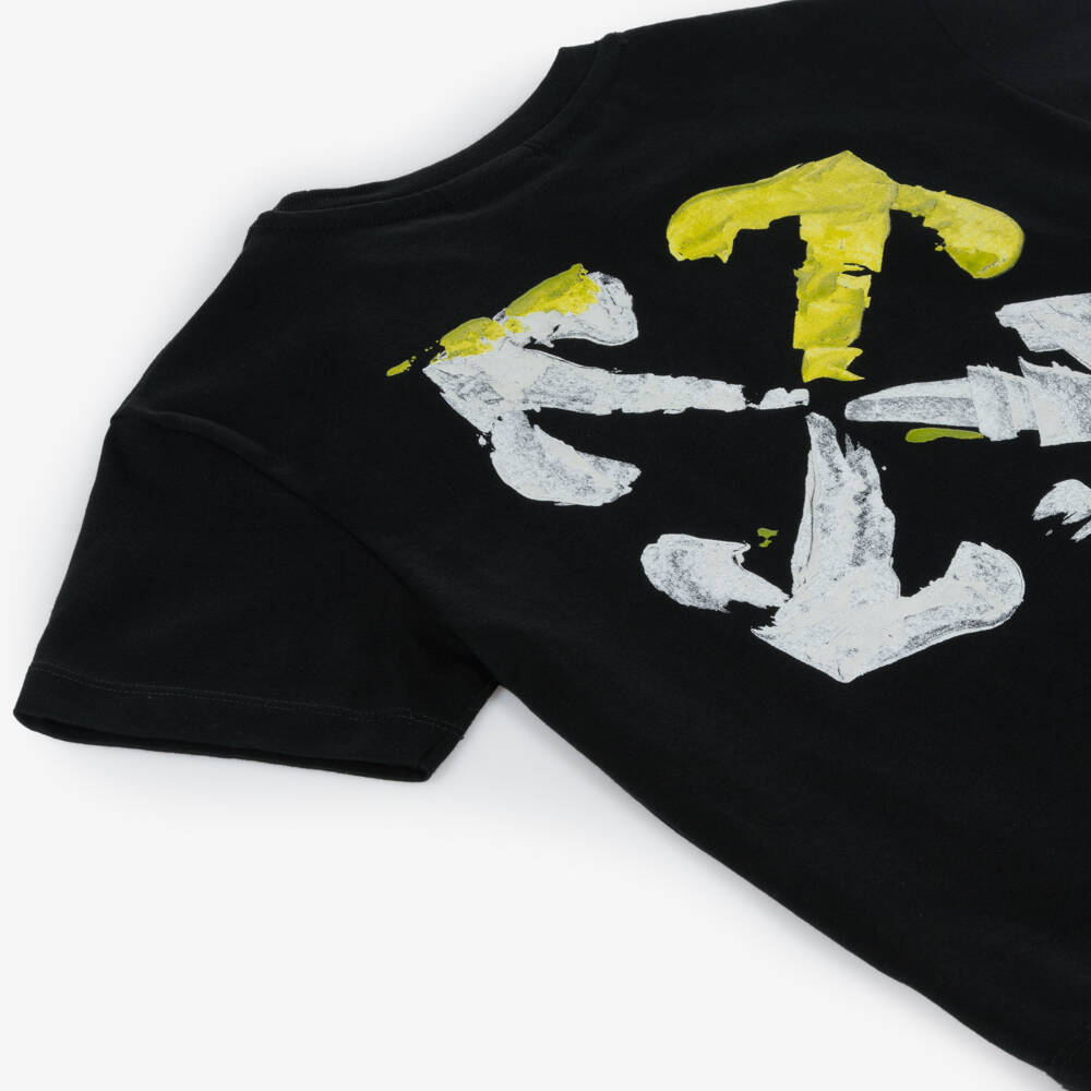 Off-White-Boys Charcoal Cotton Graphic Tee | Childrensalon Outlet