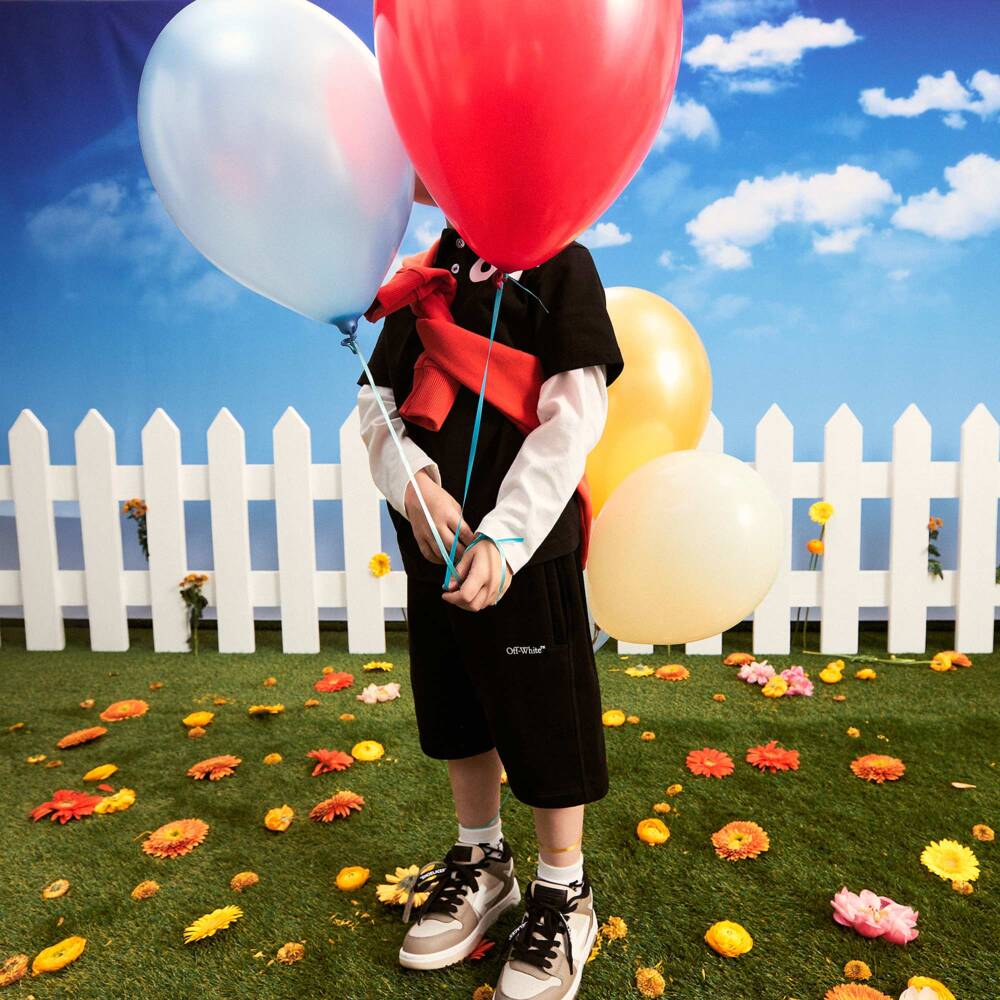 Off-White-Boys Charcoal Cotton Print Shorts | Childrensalon Outlet