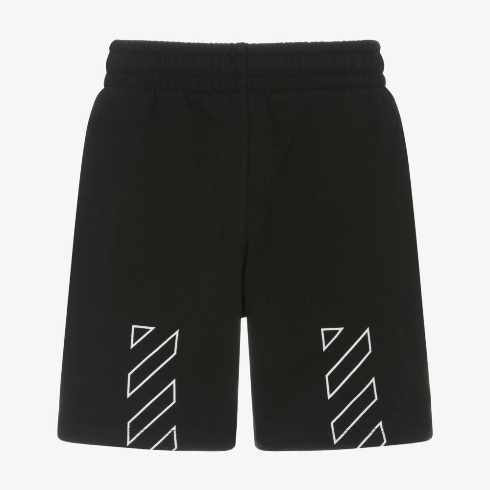 Off-White-Boys Charcoal Cotton Print Shorts | Childrensalon Outlet