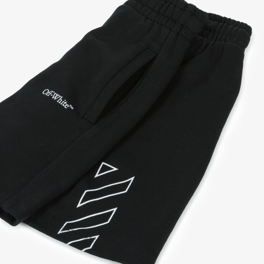 Off-White-Boys Charcoal Cotton Print Shorts | Childrensalon Outlet