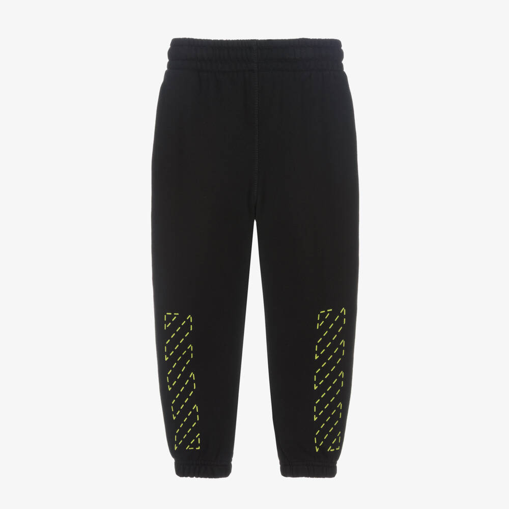 Off-White-Boys Cotton Black Logo Joggers | Childrensalon Outlet